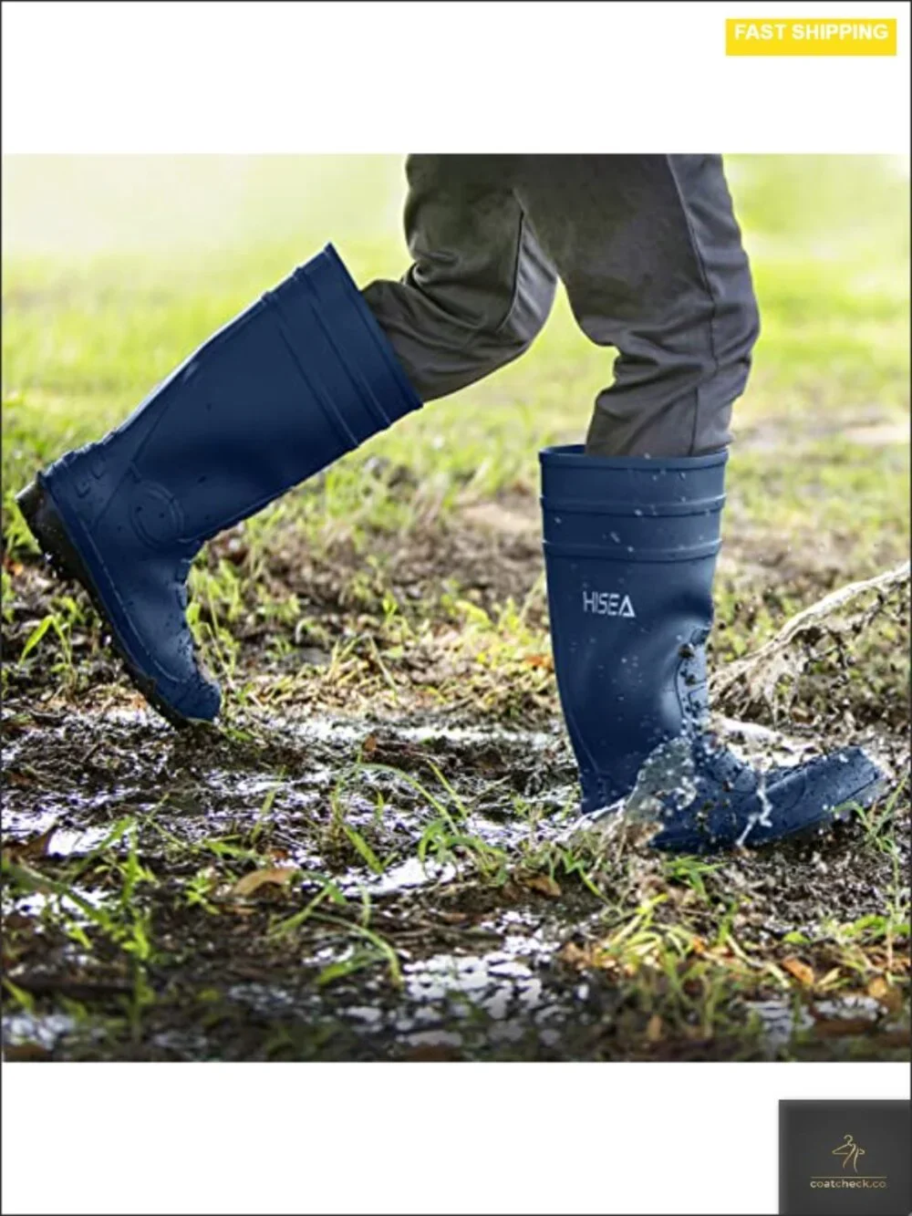 Steel-Toe Rain Boots, Waterproof PVC Rubber, Non-Slip Work Boots for Men